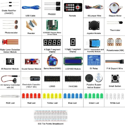 Kit Arduino Uno Starter Pro Con Caja Plastica