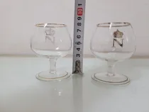 Comprar Antigua Copas Coñac Napoleón Cristal Francia Duo Oro A Mano 
