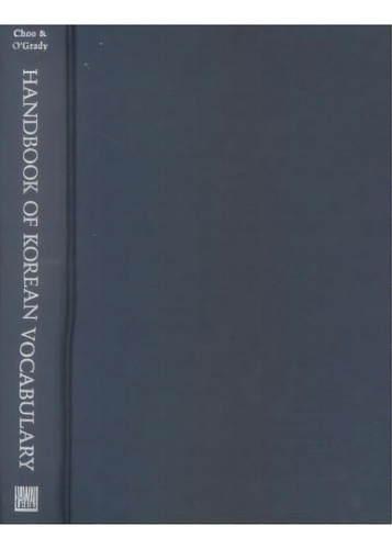 Handbook Of Korean Vocabulary, De Miho Choo. Editorial University Hawaii Press, Tapa Dura En Inglés