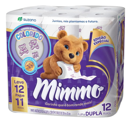 Papel Higiênico Mimmo Folha Dupla Decorado 12 Rolos 30M