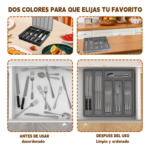 Organizador De Cubiertos Con Tapacubertero Con Tapa De 6
