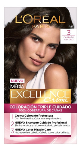 Tinte Para Cabello Excellence L'oréal Paris Tono 3