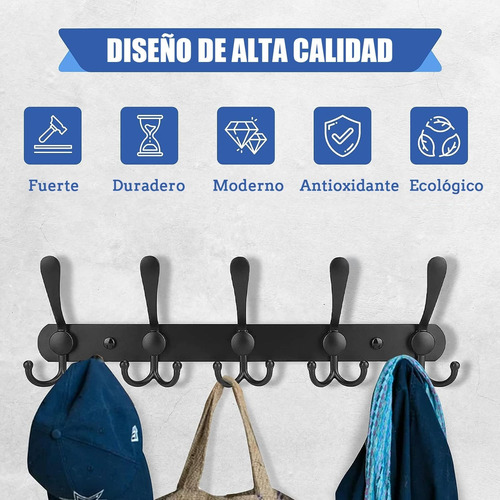 Barra Colgar Ropa Kit De 2 Piezas De Metal Resistente Negro