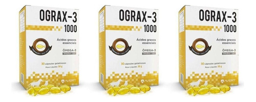 Combo 3 Unidades Ograx-3 1000mg 30 Capsulas Cães E Gatos