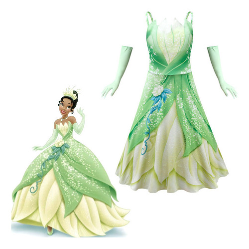 La Princesa Tiana Cosplay Vestido Princesa Infantil