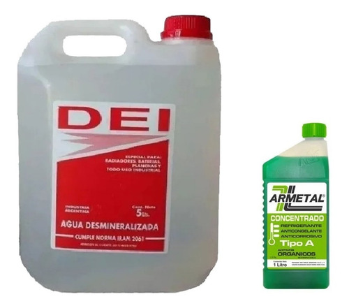 Kit Refrigerante Armetal Verde 1 L+agua Destilada Dei 5 L