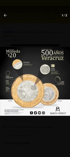 Moneda Conmemorativa Puerto Veracruz 500 Años De Coleccion