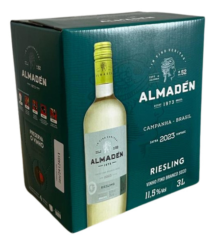 Vinho Branco Seco Riesling Almaden Miolo Bag In Box 3 Lts