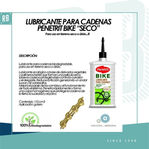Imagen 2 de 10 de Aceite Lubricante Penetrit Seco - Racer Bikes