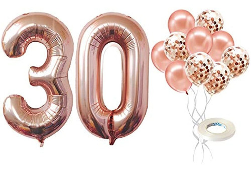 Globos De 30 Cumpleaños De Oro Rosa número 30 De Oro Rosa