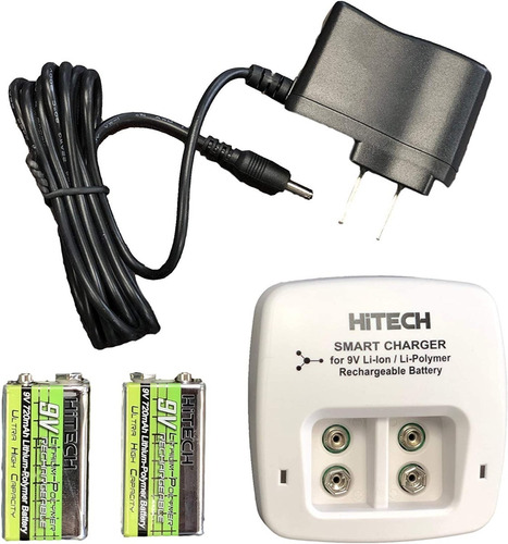 Batería Recargable 9v Li-ion 720 Mah Hitech X 2 + Cargador