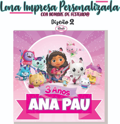 Lona Fiesta La Casa De Muñecas De Gabby 1mt X 1mt