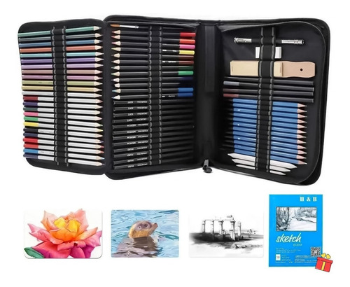 Imagen 1 de 9 de Kit De Lápices De Dibujo Y Boceto Con Accesorios 71 Pzs.