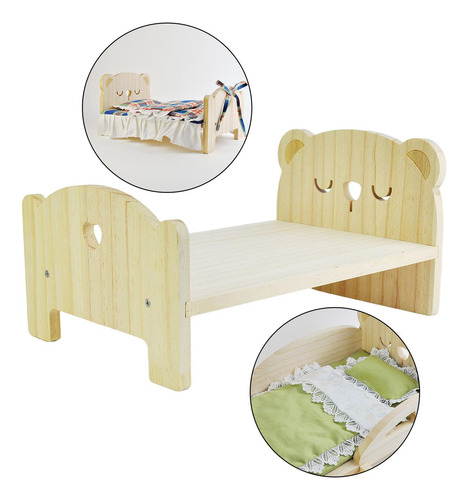 Mini Muebles Para Casa De Muñecas, Cama De Oso Durmiente
