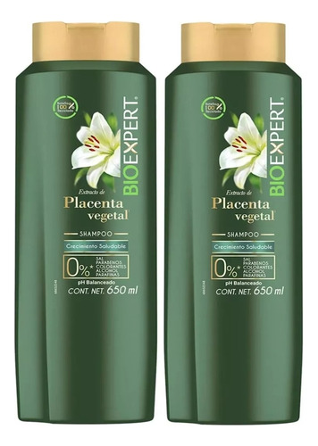 2 Shampoo Bioexpert Bioexpert Placenta Vegetal 650ml