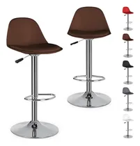 Comprar Set De 2 Bancos Altos De Cocina Juego Ajustable Con Respaldo