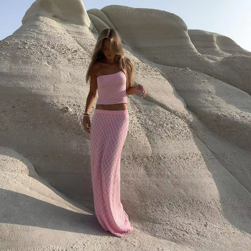 Camisola Larga De Punto Para Playa, Sin Espalda, Para Mujer