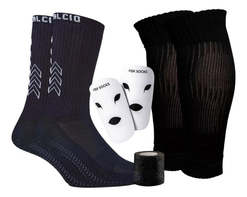 Combo Media Antideslizante 3/4 + Panto + Coban + Canilleras Negro