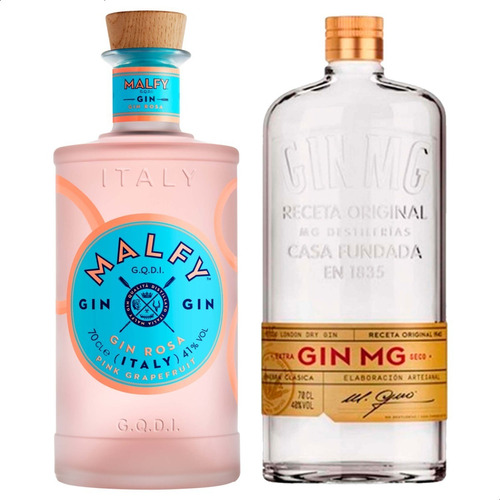 Gin Malfy Pink Rosa + Gin Mg London Dry Importado