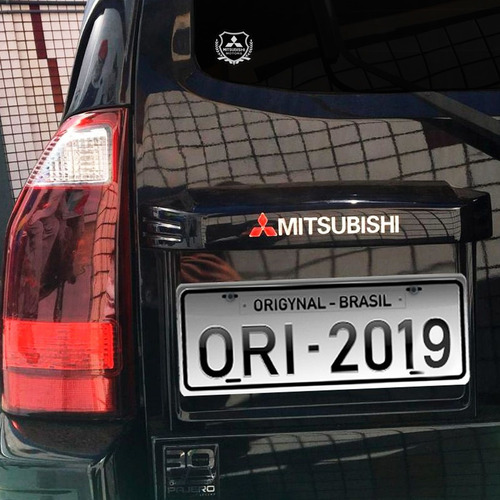 Emblema Mitsubishi Pajero Full Traseiro Cromado Resinado