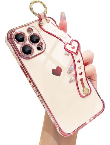 Manleno Para iPhone 15 Pro Max Funda Con Corazones Correa De