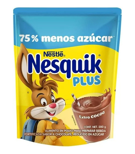 Chocolate En Polvo Nesquik Plus 75% Menos Azucar 280 Gr