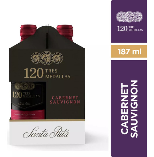 Pack 4 Vinos 120 3 Medallas Cabernet Sauvignon 187,5cc