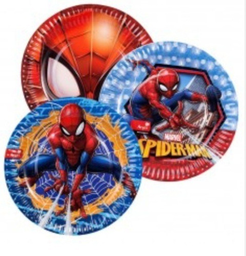 Platos Spiderman × 6 Para Cotillón Cumpleaños Fiestas 