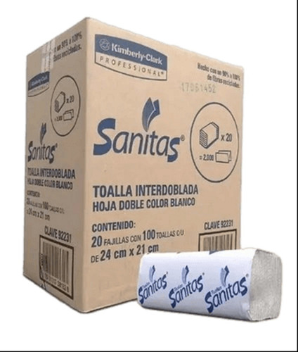 Sanitas Kimberly Clark Toalla Para Manos Interdoblada Caja 2