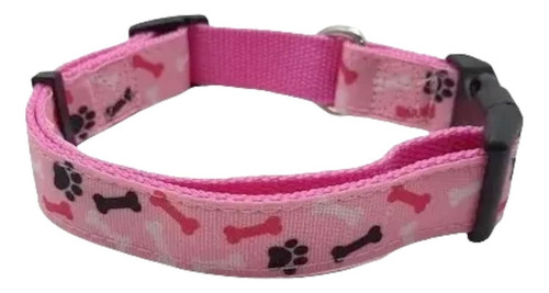 Collar Para Perros Razas Chicas Y Pequeñas Premium Ajustable Color Huesos Rosa