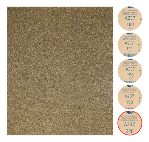Papel de lija para madera de grano 100 120 150 220 W/ 10 un