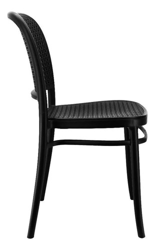 Kit 4 Cadeiras Jantar Design Rattan Amis Lola Empilhável Top Estrutura Da Cadeira Preto Assento Preto