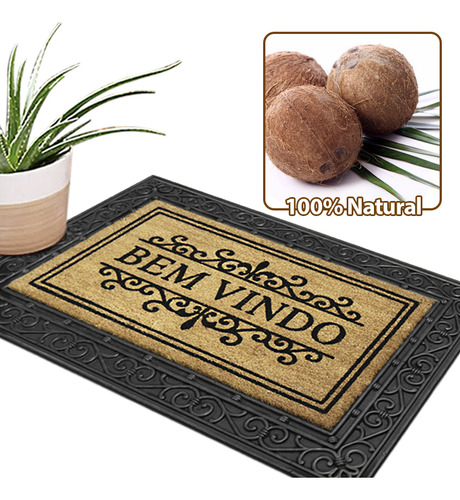 1 Tapete Porta Capacho Fibra Coco Antiderrapante 60x90 Imppt