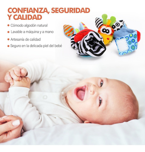 SIYWINA Sonajero Calcetines y Muñequeras 4pcs para Bebé Animales Suaves y Bonitos para Recién Nacido Niño Niñas 