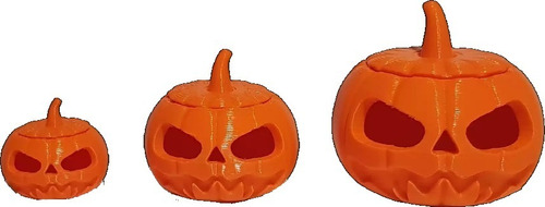 4 Calabazas Carameleras Halloween Mediana Plastica 3d