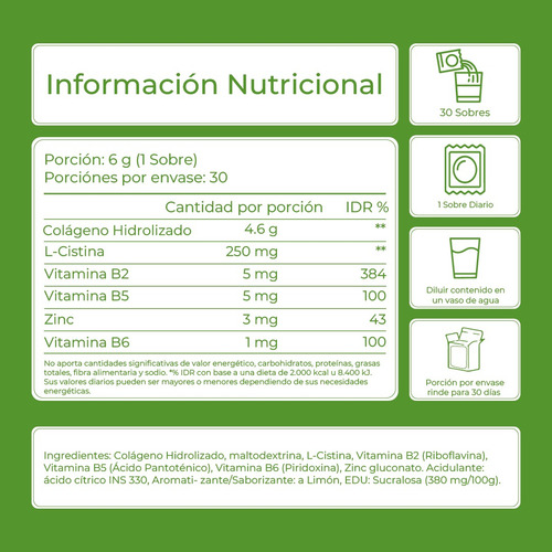 Biotina + L-cistina + Colageno | Combo ¡frená Caida De Pelo! Limón