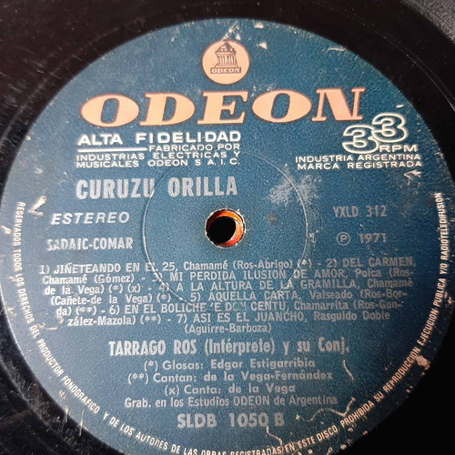 Sin Tapa Disco Tarrago Ros Y Su Conj Curuzu Orilla F0