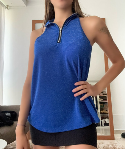 Musculosa Suelta Brillos Lurex Con Cierre Plus Size