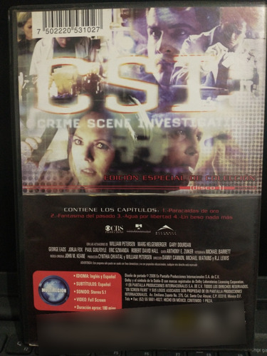 Csi Las Vegas Primera Temporada Disco 1 (Usado)