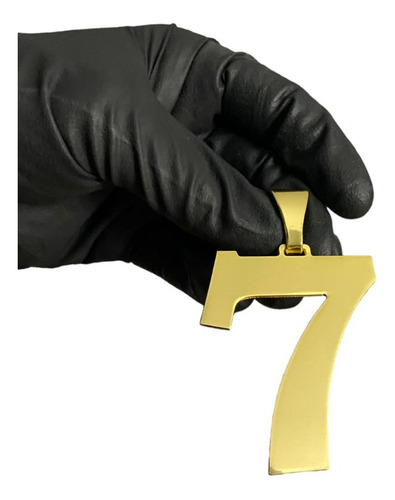 Pingente N° 7 Grande Banhado A Ouro 18k Luxo