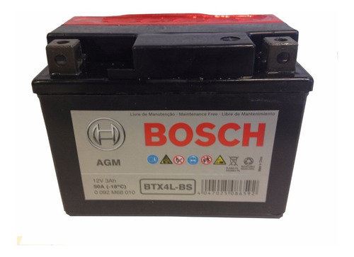 Bateria Bosch Ytx4l-bs = Btx4l Honda Biz Fan Bross Fas Motos