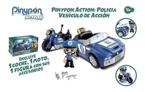 Pinypon Action Set De Auto Y Moto Policia Con Figura Y Acc