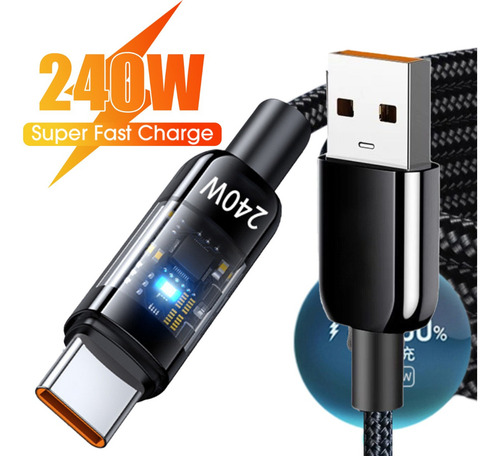 Cable De Carga Rápida De 240 W, 10 A, Línea De Datos Usb Tip
