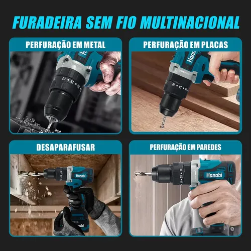 Parafusadeira Furadeira Impacto Brushless 4ah 21v 13mm 80nm