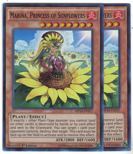 Yugioh 2x Mariña Princess Of Sunflowers Super 1st Mp14-en157