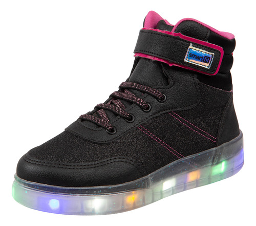 Zapatos Tipo Botín Sneaker Con Luces Para Niña
