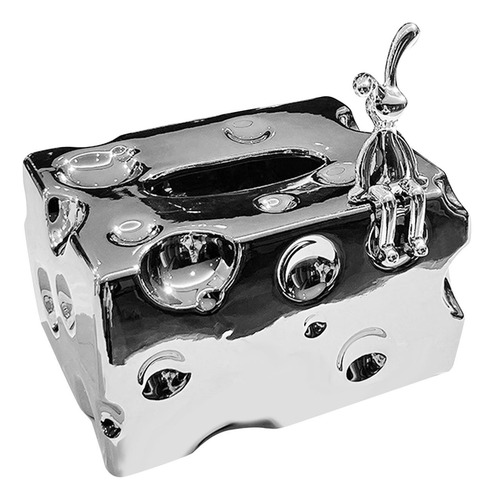 Caja De Pañuelos De Cerámica, Caja De Almacenamiento Plata