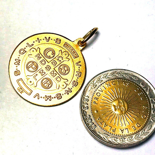 Imagen 6 de 8 de Medalla San Benito Oro 18 Garantizado 23 Mm. Diámetro