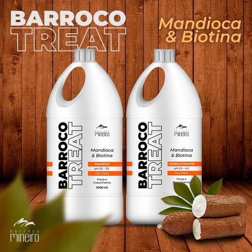 Kit Barroco Mineiro Mandioca E Biotina Sh + Cond 5l Treat