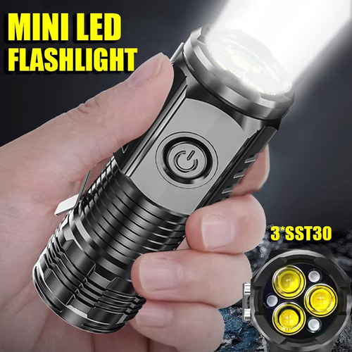 Linterna Led, Mini Linterna De Carga Usb, Lámpara Con Clip